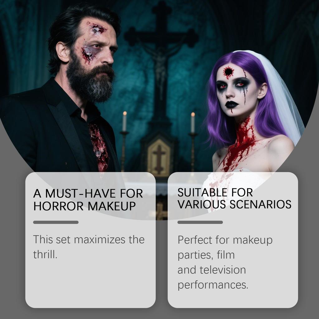 Halloween Simulation Fake Blood Set, Plasma Drop Spray Combination, Horror Makeup Special Effect Props,60ML