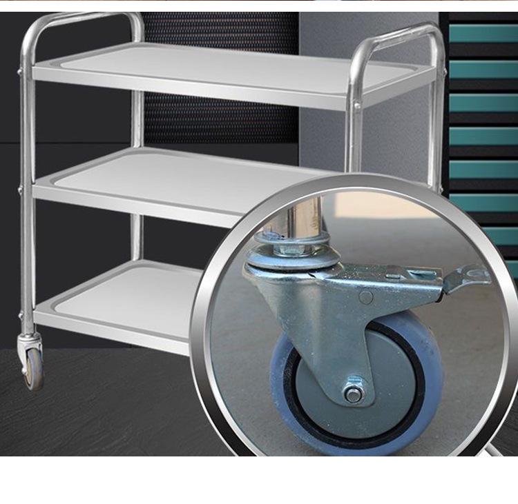 Stainless Steel Multi-Tier Dining Cart for Hotels & Restaurants - Hand-Push Mobile Food Service Cart