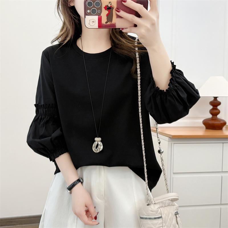2026 Spring/Summer Plus Size European & Korean Style Tulip Sleeve T-shirt - Versatile Fat Girl Top