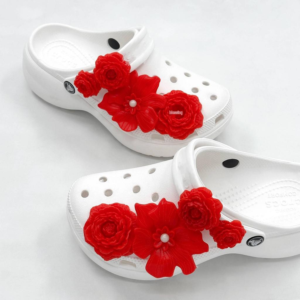 Bai Lu Bone White Clog Accessories: Detachable DIY Shoe Flower Bouquet