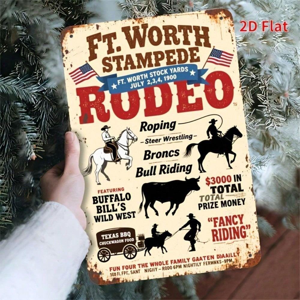

Metal Poster Bull Buffalo Cowboy Rodeo Texas Wall Art for Living Room