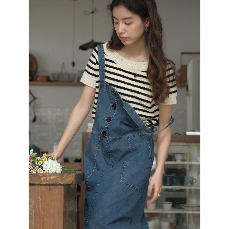 

Clearance Seckill ~ This Year Summer Popular 2023 New off-Shoulder Ice Silk T-shirt Women s Short Sleeve Stripe Knit Slim Looking Black Stripes M