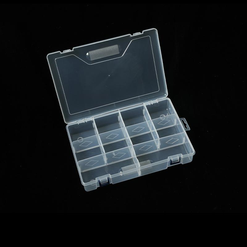 Large Double Buckle 10-Grids Square Modern Storage Box Transparent Multi-Functional Jewelry Organization PP Component Box