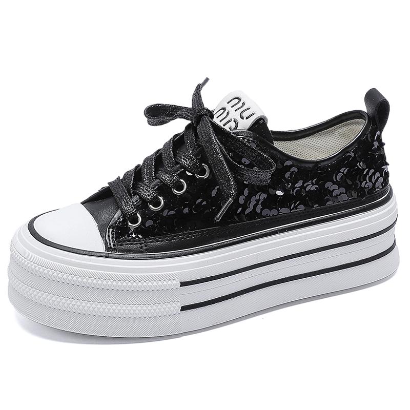 Pantofi de damă cu sclipici cu design nou, pantofi cu platformă, decoltați, respirabili, pentru femei, comozi, casual, strălucitori, pentru femei, tenis de mujer