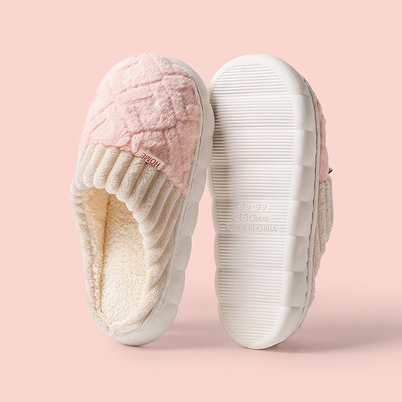 Cotton slippers winter new non-slip thick-soled fluffy slippers thermal shoes indoor home slippers