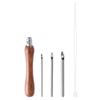 Wood Handle Embroidery Pen with 3 Needle Head and Threader Punching Needle Set for Embroidery Craft Embellishment