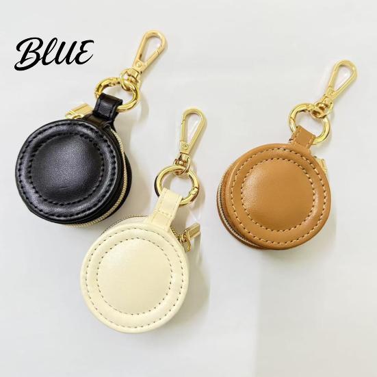 Velvet Lined Jewelry Holder Portable Box Keychain, PU Leather Travel Organizer Case, Soft Small Case for Rings Lining Secure Zipper Closure
