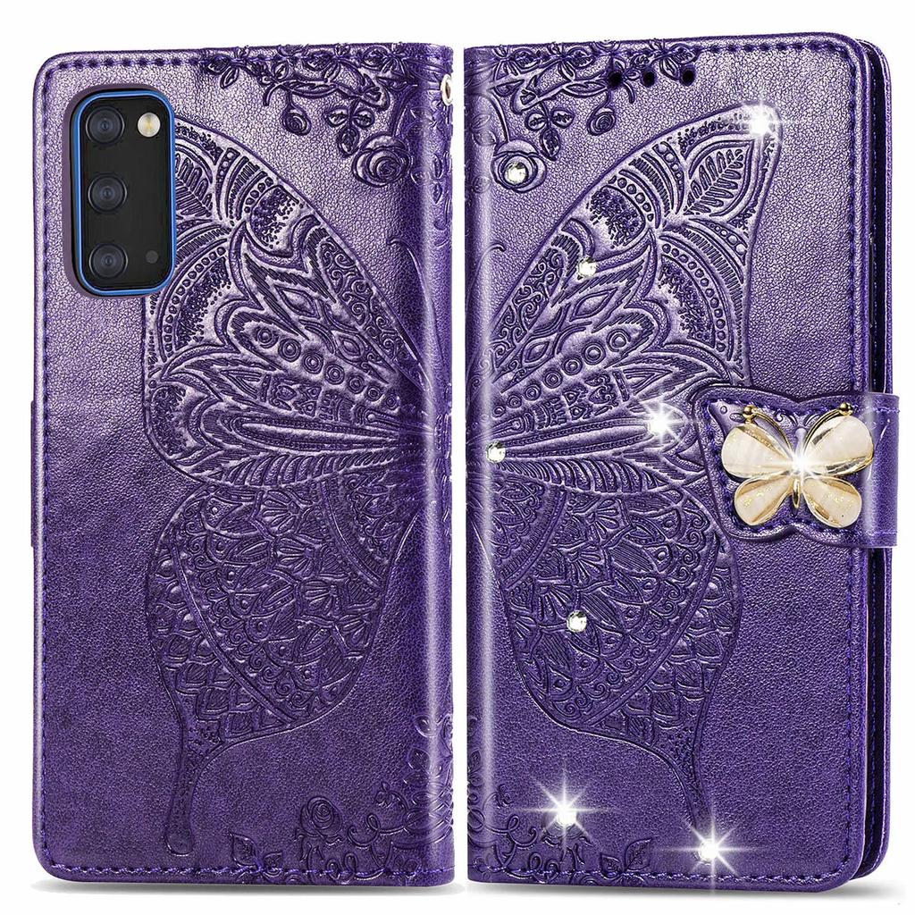Bling Butterfly Leather Flip Cover For Samsung Galaxy S25 Ultra S24 Plus S23 FE A55 A35 A36 A56 A26 A06 A16 Wallet Glitter Case