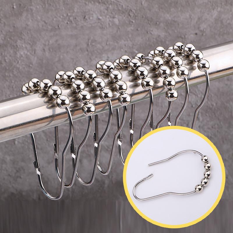 Stainless Steel Roller Ball Shower Curtain Hooks