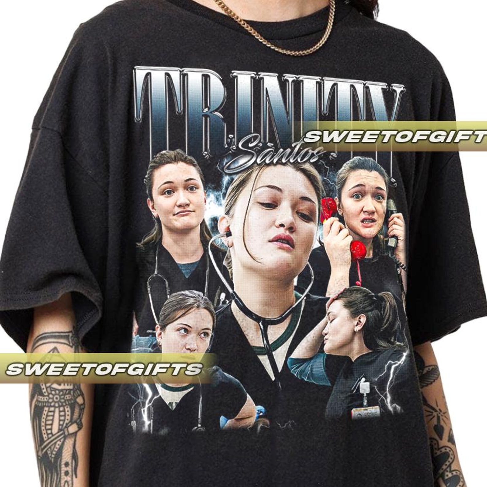 Ограниченная серия футболки Trinity Santos The Pitt - Унисекс, винтаж 90-х L