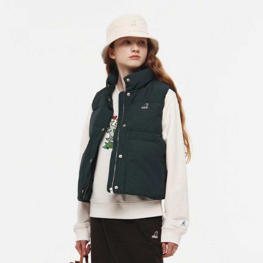Kangol Women S Down veSt Stand Collar Dark Green 6144 LA