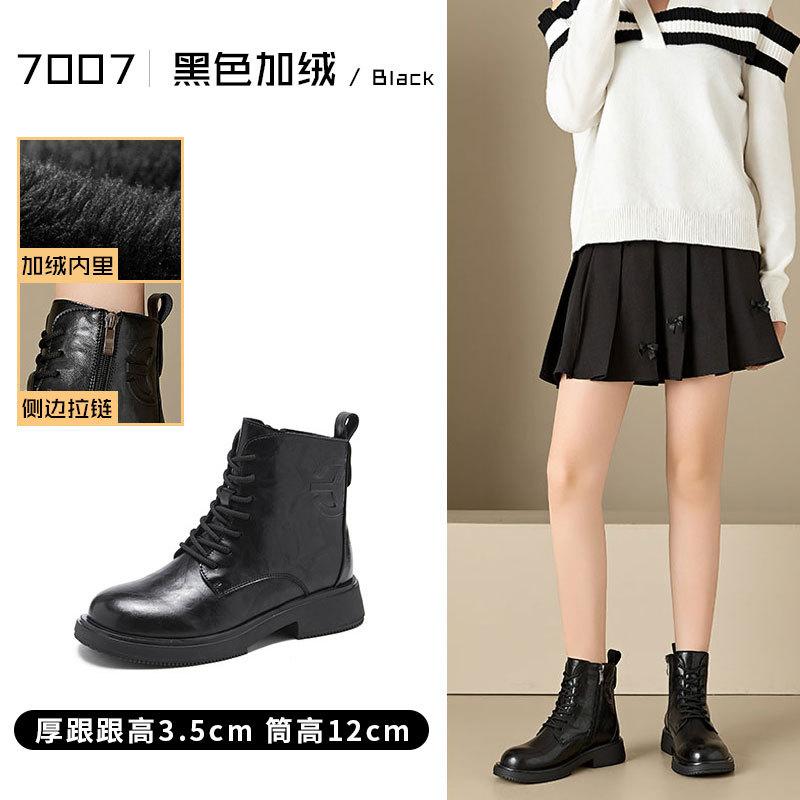 

2025 new British retro Martin boots women s round head thick heel versatile short boots Korean version velvet autumn and winter women s boots 35