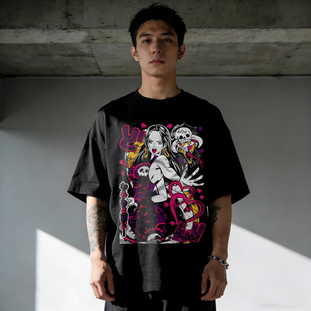 One Piece Boa Hancock Print Cotton T-shirt Summer Anime Men Women 2026 Short-sleeved Retro Harajuku Y2K Streetwear Tee Tops