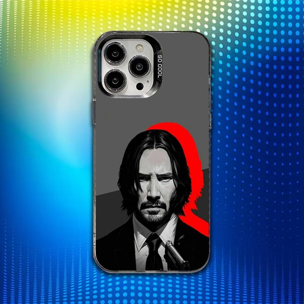 Custodia per Telefono Film J-John Wick Per iPhone 16,15,14,13,12,11,Mini,Pro,SE,MAX Bianca Opaca Cover Antiurto