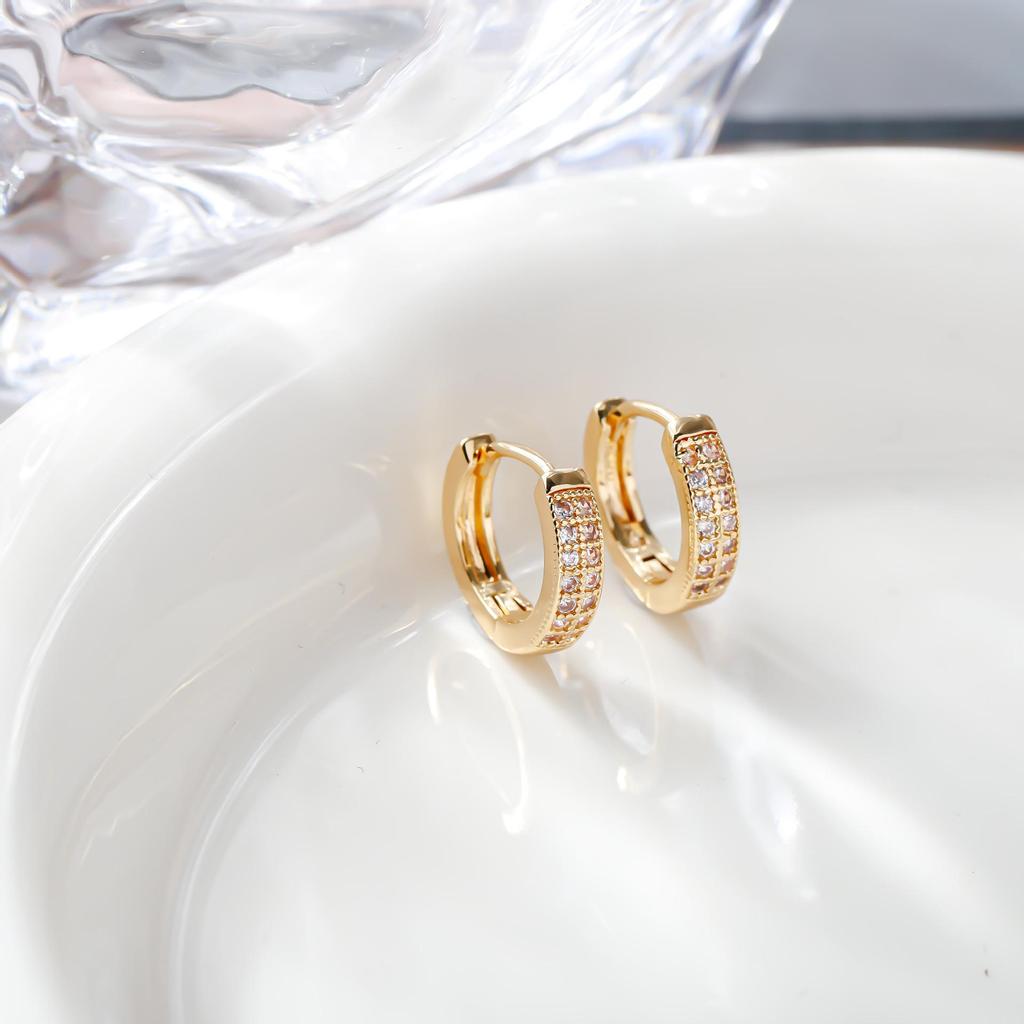 European & American High-End Luxury Zircon Full Diamond Ear Studs for Women