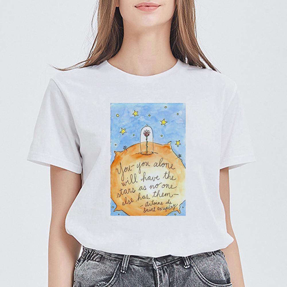 Hip Hop Little Prince Women T-Shirt Summer Cute Top Female T Shirt Harajuku Streetwear O-Neck Casual Clothing Ladies Tee Shirts