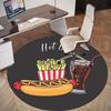 1 stk Hot Dog Fastfood Rund Stolmåtte Områdetæppe - Skridsikker Gulvmåtte til Kontor, Soveværelse, Boligindretning Julegave p0811273