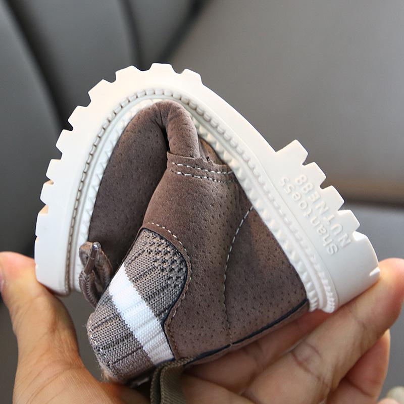 Kinder Koreanische Mode Leder Schneestiefel - Martin-Stil mit Samtfutter