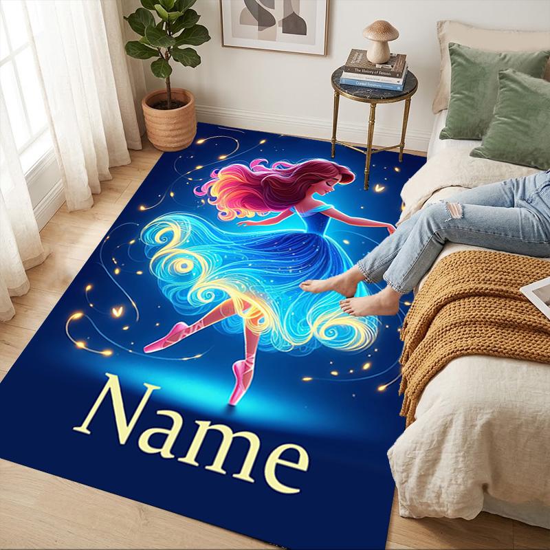 Personalized Name Lights Living Room Non-Slip Area Rug Soft Carpet for Bedroom Kids Playroom Sofa,Office Home Decor Doormat