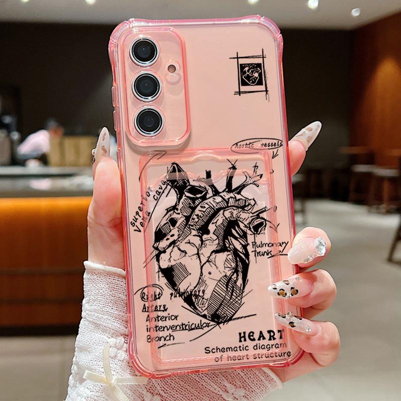 Heart Eample Diagram Phone Case For Samsung Galaxy A56 A55 A35 A15 A16 5G S25 S24 S22 Ultra S23 S24 FE Card Bag Wallet TPU Cover