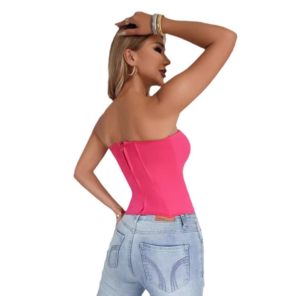 Fish bone body sculpting comes with chest pads, chest wrapping, sexy slim-fitting, high-waisted fashion bra, tube top, small vest for women