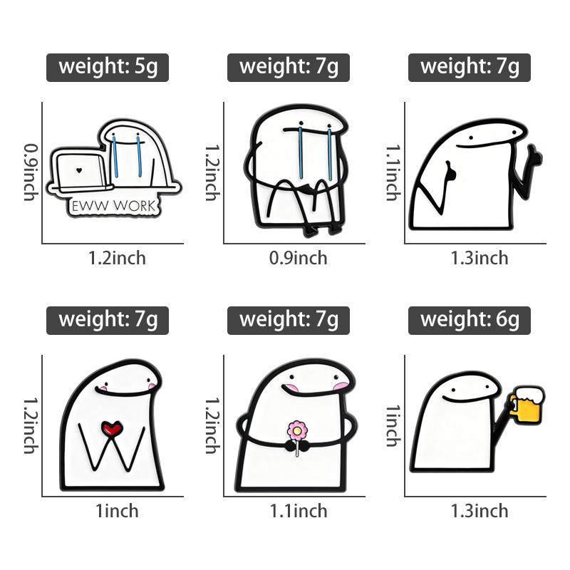 Flork Memes Enamel Pins Ewww Work Crying Brooches Lapel Badges Clothes Funny Cute Cartoon Jewelry Gift for Friends