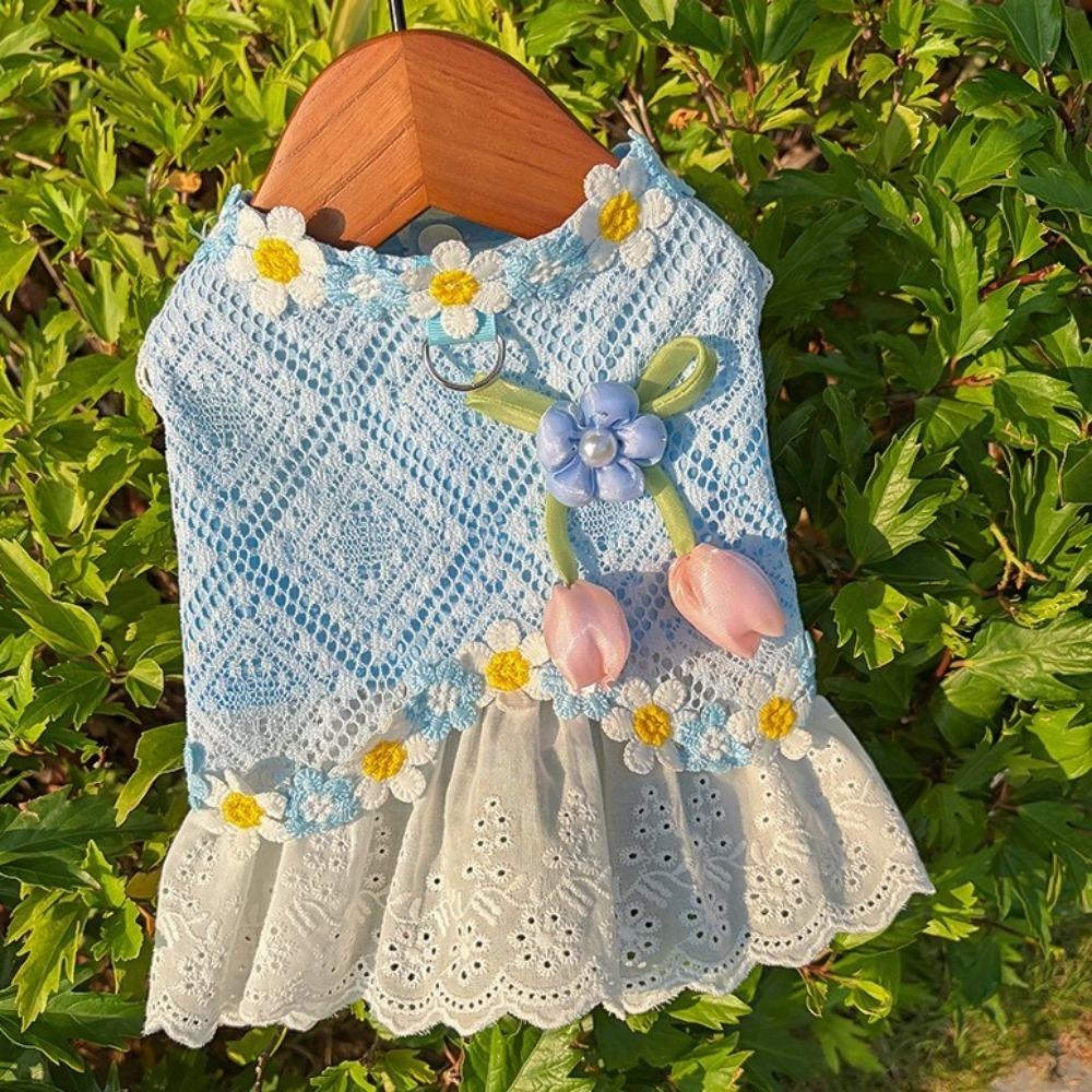 

Breathable Puppy Skirt Tulip Design Pet Princess Dress Skin-friendly Dog Cooling Vest Photography L синий
