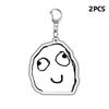 2Pcs Funny Troll Face Keychain Acrylic Comic Pendant Key Chain Car Key Ring Creative Backpack Decoration Accessories Fans Gifts