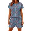 Women's Casual And Comfortable Floral-Print Short-Sleeve Set With Pockets