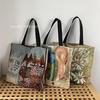 European & American Style Printed Canvas Bag: Large-Capacity Handbag, Cute Korean Shoulder Bag, Perfect for Moms & Students