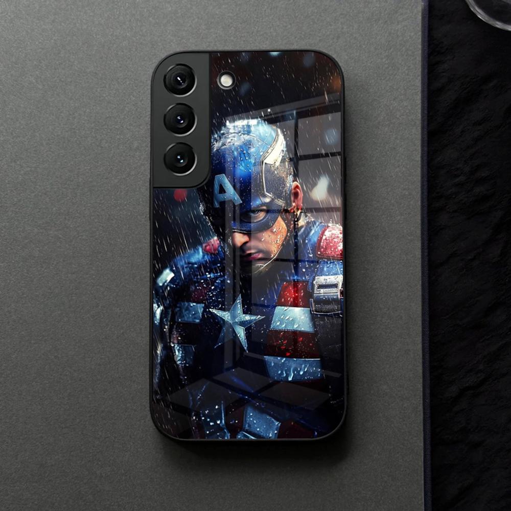 Captain America Phone Case Glass For Samsung Galaxy S21 S26 S25 S22 S20 S24 S23 Ultra Fe Plus A16 A34 A54 A24 Coque