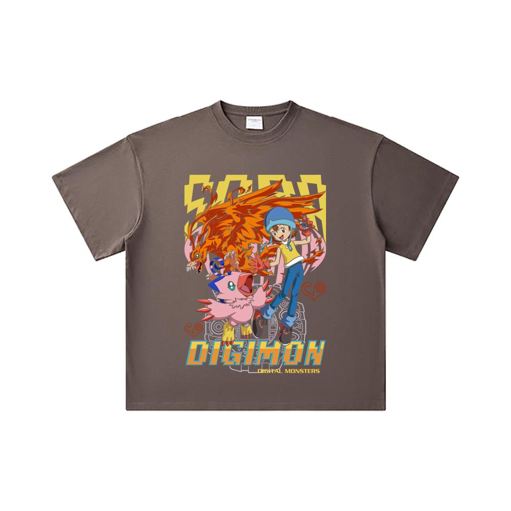 260 GSM Double Yarn 32 Count 100% Cotton Digimon V3 Piyomon Print Unisex Heavy Cotton T Shirt