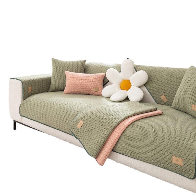 Autumn and Winter New Plush Super Soft Solid Color Sofa Cushion Cover Modern Simple Anti-slip Sofa Cushion Towel