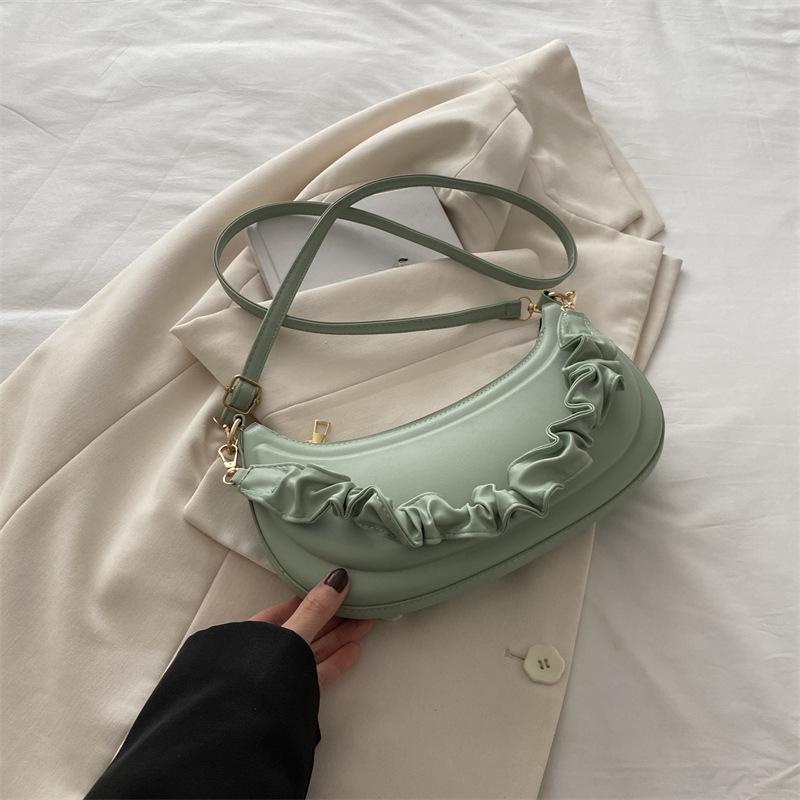 

Простая однотонная ретро новая текстура модная повседневная сумка для работы плиссированная ручная кроссбоди на одно плечо под мышкой