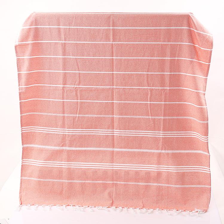 Custom Pure Cotton Turkish Striped Beach and Sauna Towel with Non-Stick Sand and Tassels for Adults