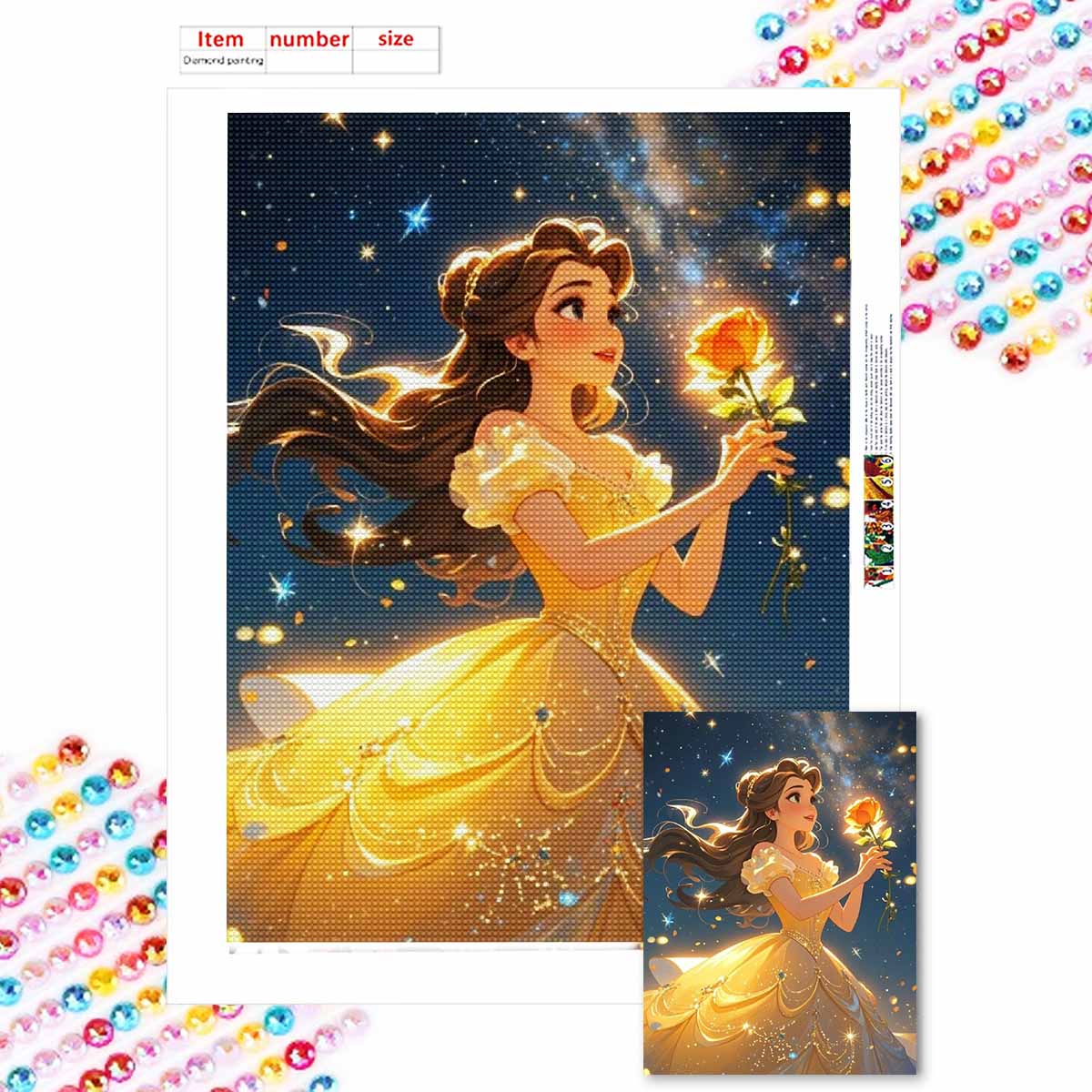 

Алмазная живопись своими руками Роза и Принцесса Набор для вышивания крестом Мозаичное искусство Алмазная живопись Полная выкладка Алмаз Домашнее украшение Round 50x70cm