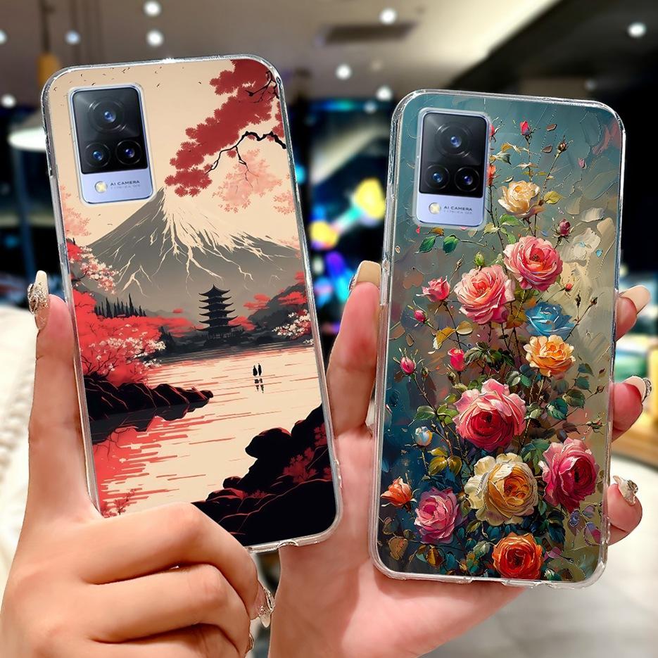 For Vivo V21e Case V2061 Cute Cat Lion Painted Cover Soft Silicone Phone Cases For Vivo V21 V2066 V2108 V 21 VivoV21 E 4G Fundas