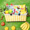 Insulated picnic basket Large Capacity Portable Foil Cooler Bag Foldable Leak-Proof Outdoor Spring Basket for BBQs, Camping