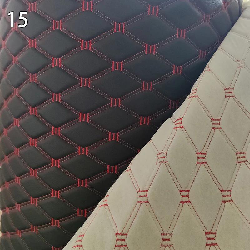 Thick Quilted Faux Leather Fabric Embroidery Upholstery Fabric Car Roof Bedside Leather Door Sponge Trim Decoration