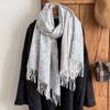 Fashion Women'S Winter Warm Cashmere Shawl - Vintage Floral Oil Painting Printed Tasseled Pashmina Thick Wrap