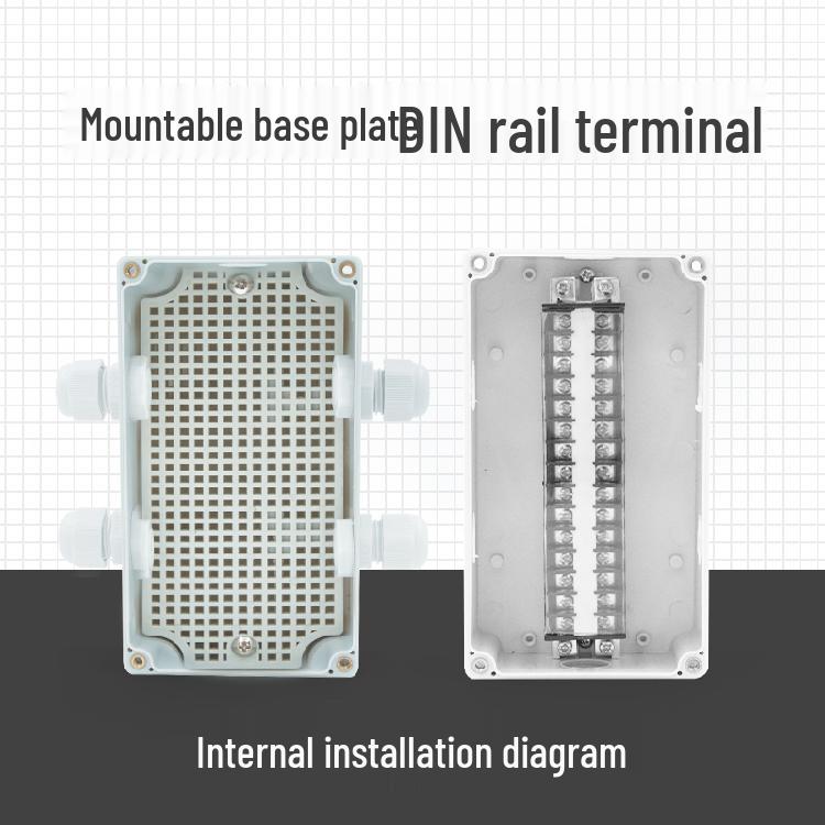 ABS Waterproof Outdoor Junction Box with Ears, Plastic Sealed Power Wiring Terminal for Monitoring.