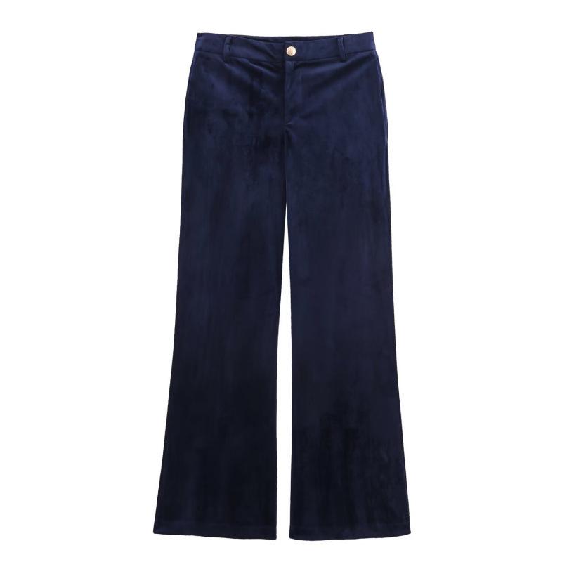 European & American Women s Velvet Blazer and Flare Pants Suit - Early Autumn Fashion XS