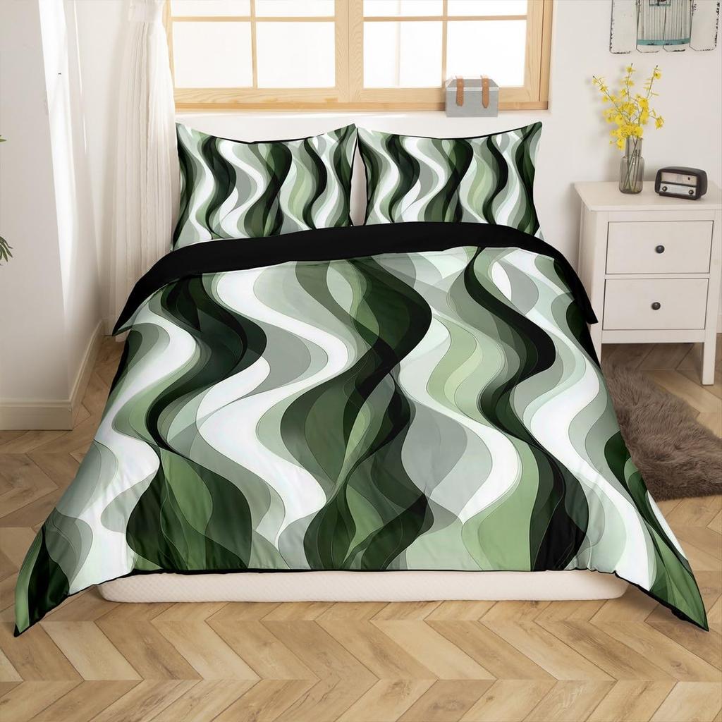 Boho Abstract Striped Duvet Cover Full Queen Size Minimalist Modern Geometric Bedding Set Mid Century Aesthetics Comforter Cover