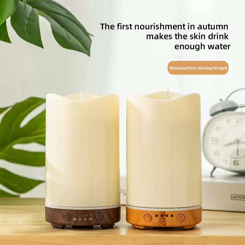 Kerzen-Design-Luftbefeuchter mit Timer, 7-Farben-LED, 3 ätherische Öle zur Entspannung
