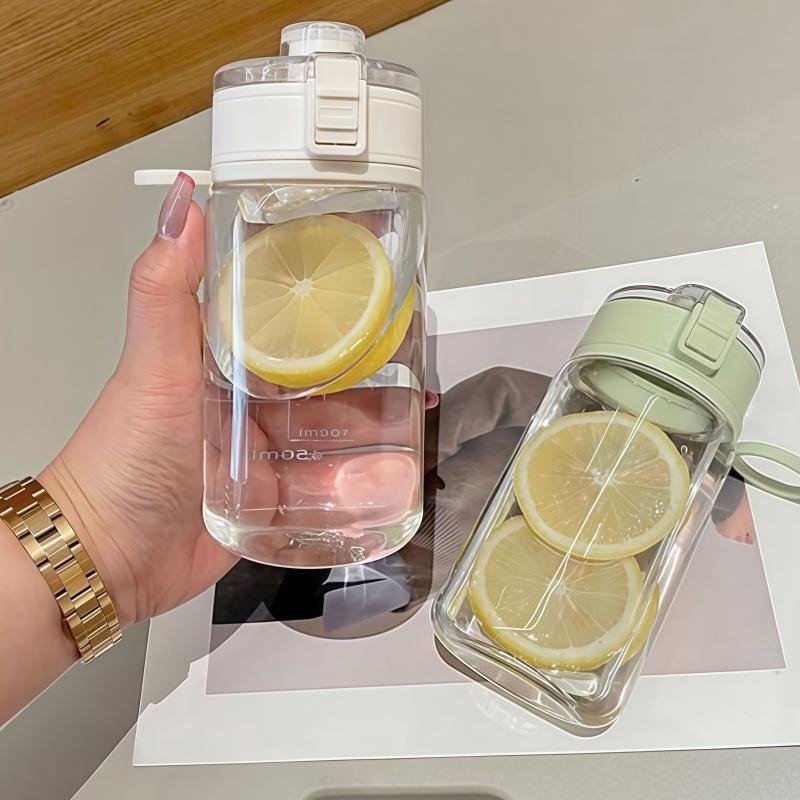 450ML Transparent Sports Water Bottle Fitness Plastic Cups With Capacity Scale Leak-proof Drinking Bottles for Summer Drinkware