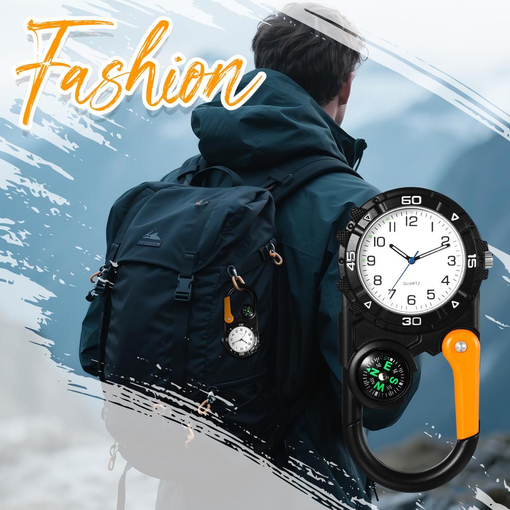 Waterproof Carabiner Clip Watch for Analog Pocket and Fashion Accessory Watch, Mountaineering, Display, Keychain, Pendant, Watch, Men's Women's