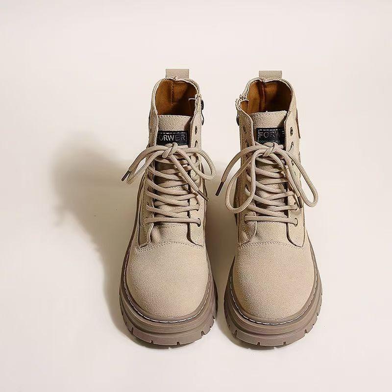 Anti-cashmere Martin Boots Women's Rhubarb Boots Autumn New Heightening British Retro Tooling Platform Boots Short Boots