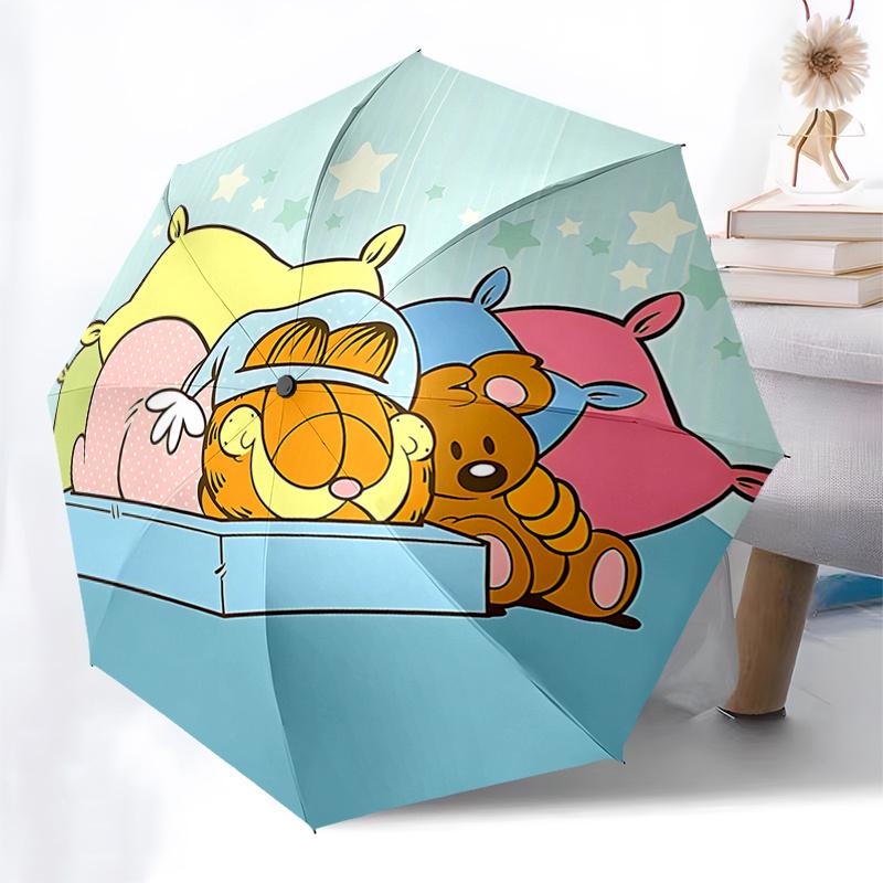 Garfield Automatic Folding Umbrella with 3-Fold Design and Iron Frame - Perfect for Outdoor Use, Travel, and Gifts!0104432a