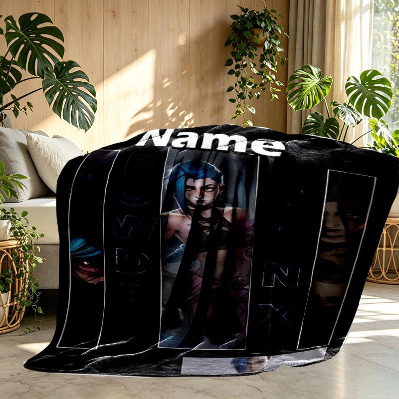 Custom Name Personalized Jinx Print Blanket, Home Decor, Bedroom, Sofa, Camping, Couch, Gifts for Birthday Christmas