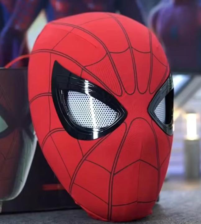 Popular Breathable Spider Man Headset With Chin Operable Blink Touch Glowing Mask Miles Halloween Cosplay Boys Headgear Toy